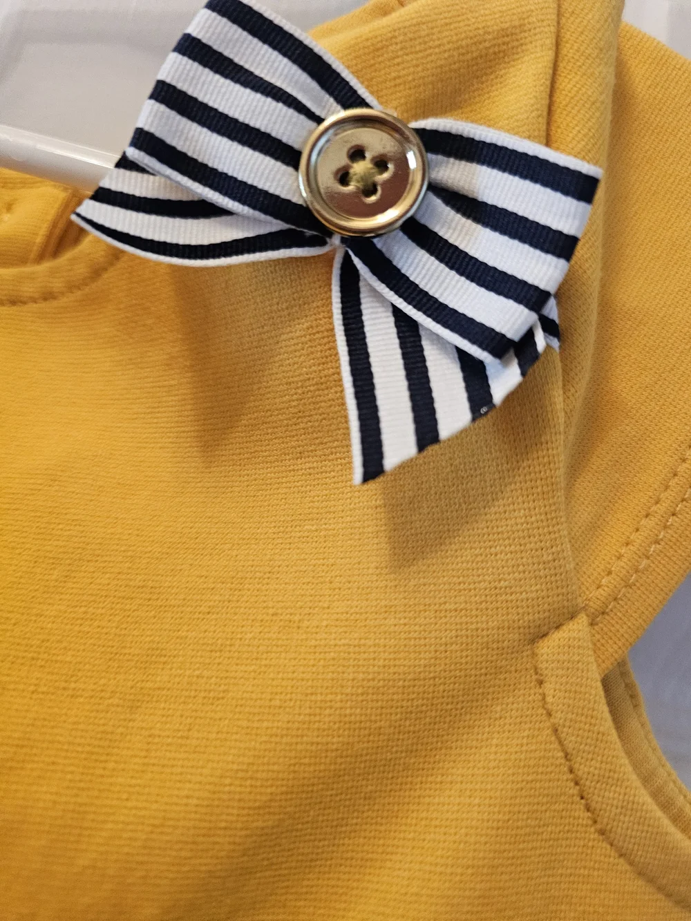 Janie and Jack Sunny Yellow Pleated Dress with Striped Bow Details